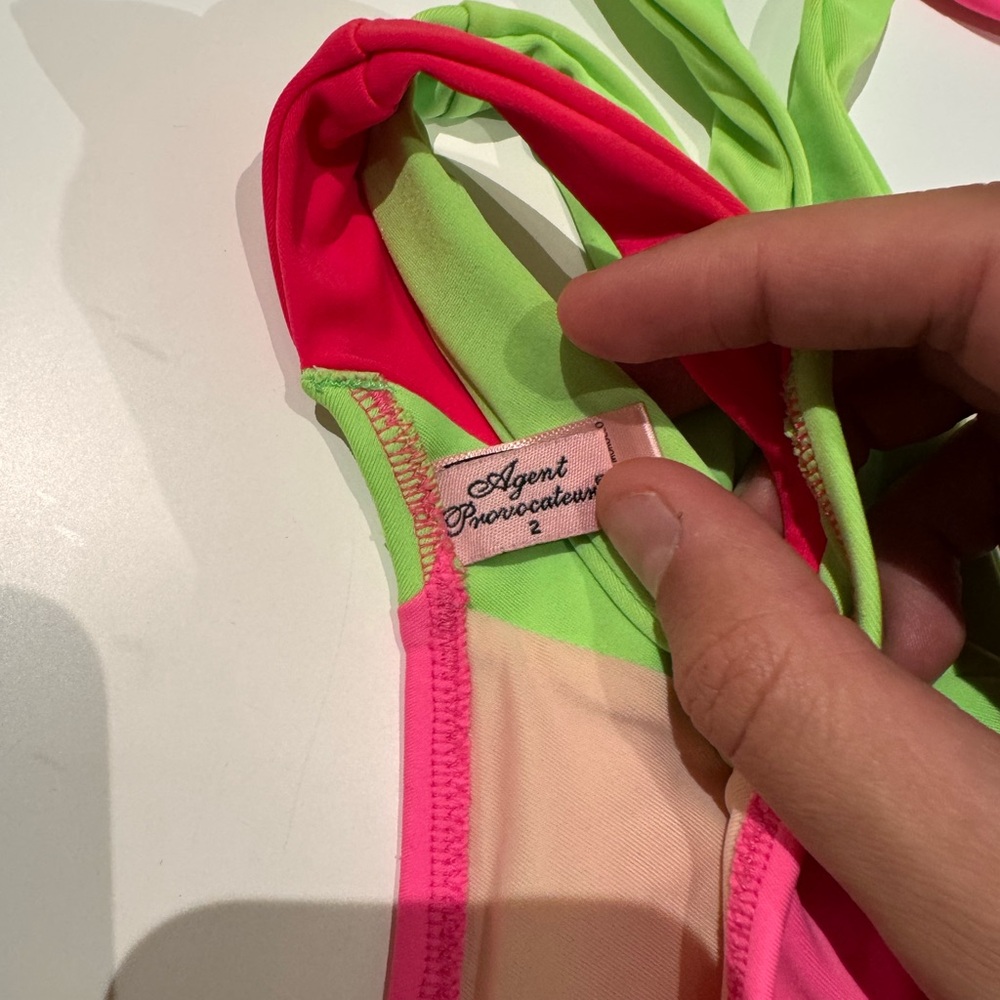 Agent Provocateur Neon Pink and Green Bikini - Picture 2 of 5